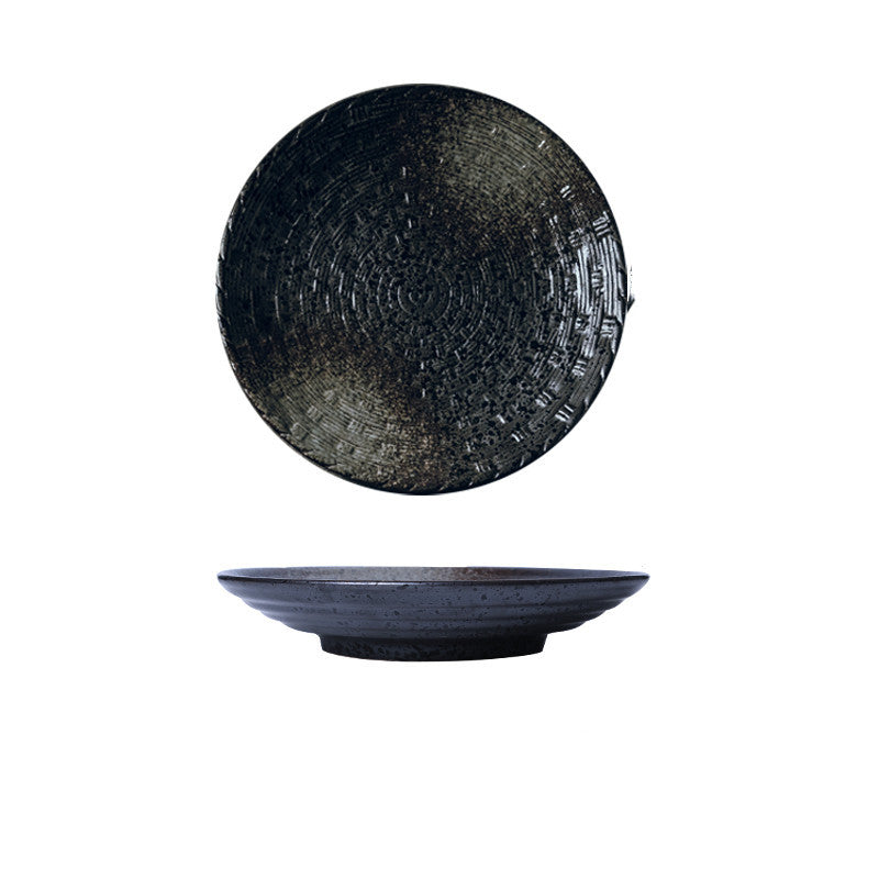Round Creative Flat Plate Large Size 10 Inch Japanese Simple Dish Plate Japanese Restaurant Ceramic Plate Shallow Plate Rice Plate - Walfos® Kitchenware