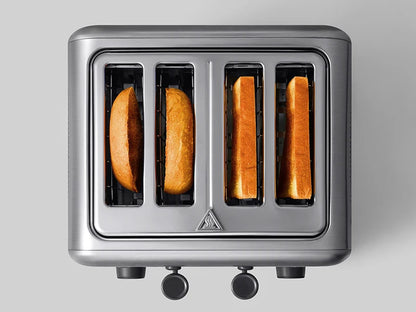 4-Slice Toaster, Extra Wide Slots, Retro Stainless Steel with High Lift Lever, Removal Crumb Tray, 7-Shade Settings