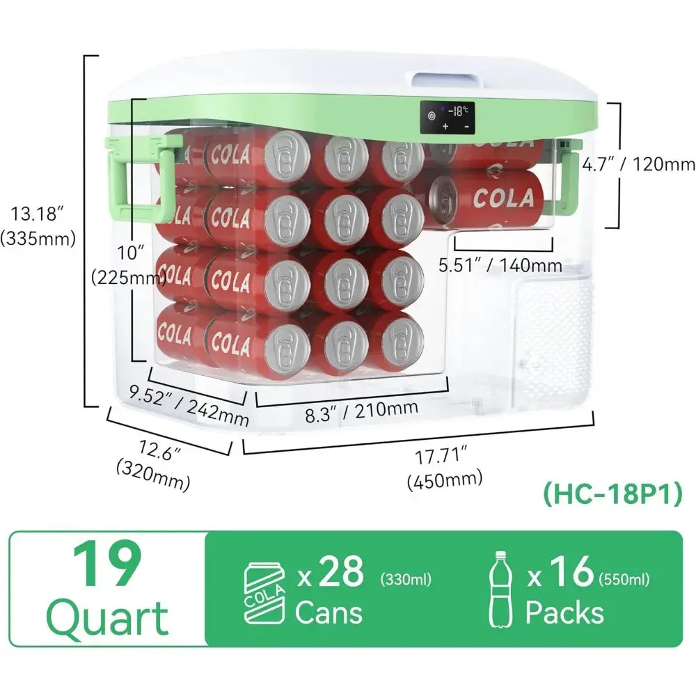 Car Fridge Portable 12V Refrigerator 19 Quart (18 Liter) Freezer Compressor Cooler for Truck Van RV Camper SUV and Home Use