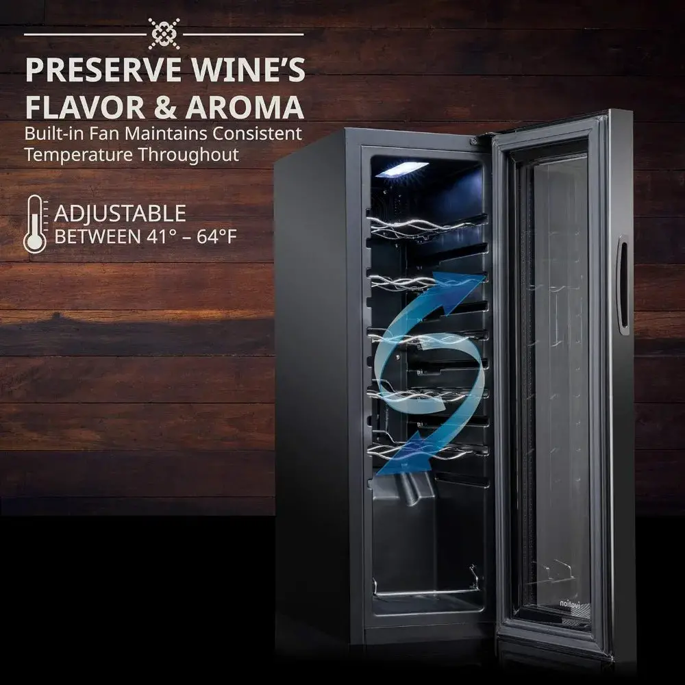 12 Bottle Compressor Wine Cooler Refrigerator w/Lock, Freestanding Wine Cellar, 41f-64f Digital Temperature Control,For Red Wine