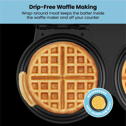 Double Waffle Maker, 6-Inch,2 at a time, 7 Shade Temp Control, Non-Stick, Stainless Steel, mini waffle maker