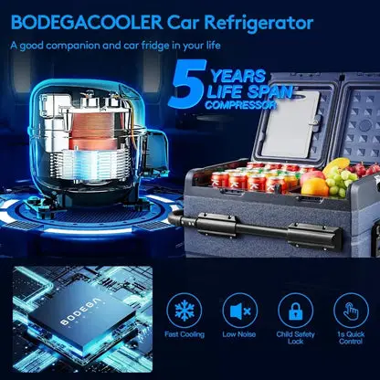 12V Portable Refrigerator, 48 Quart(45L) Car Fridge, RV Refrigerator, Cooler WIFI APP Control 12/24V DC and 100-240V AC(2 Doors)