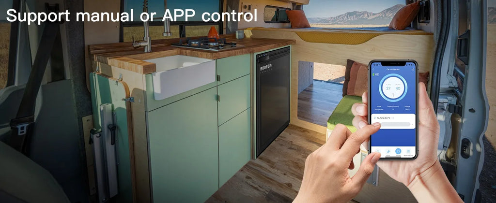 Lodówka kempingowa WIFI APP Control, 65L (2.3cu.ft.) Lodówka kempingowa z zamrażarką, 12 V lodówka samochodowa z zamkiem, (4℉-46℉) lodówka podróżna