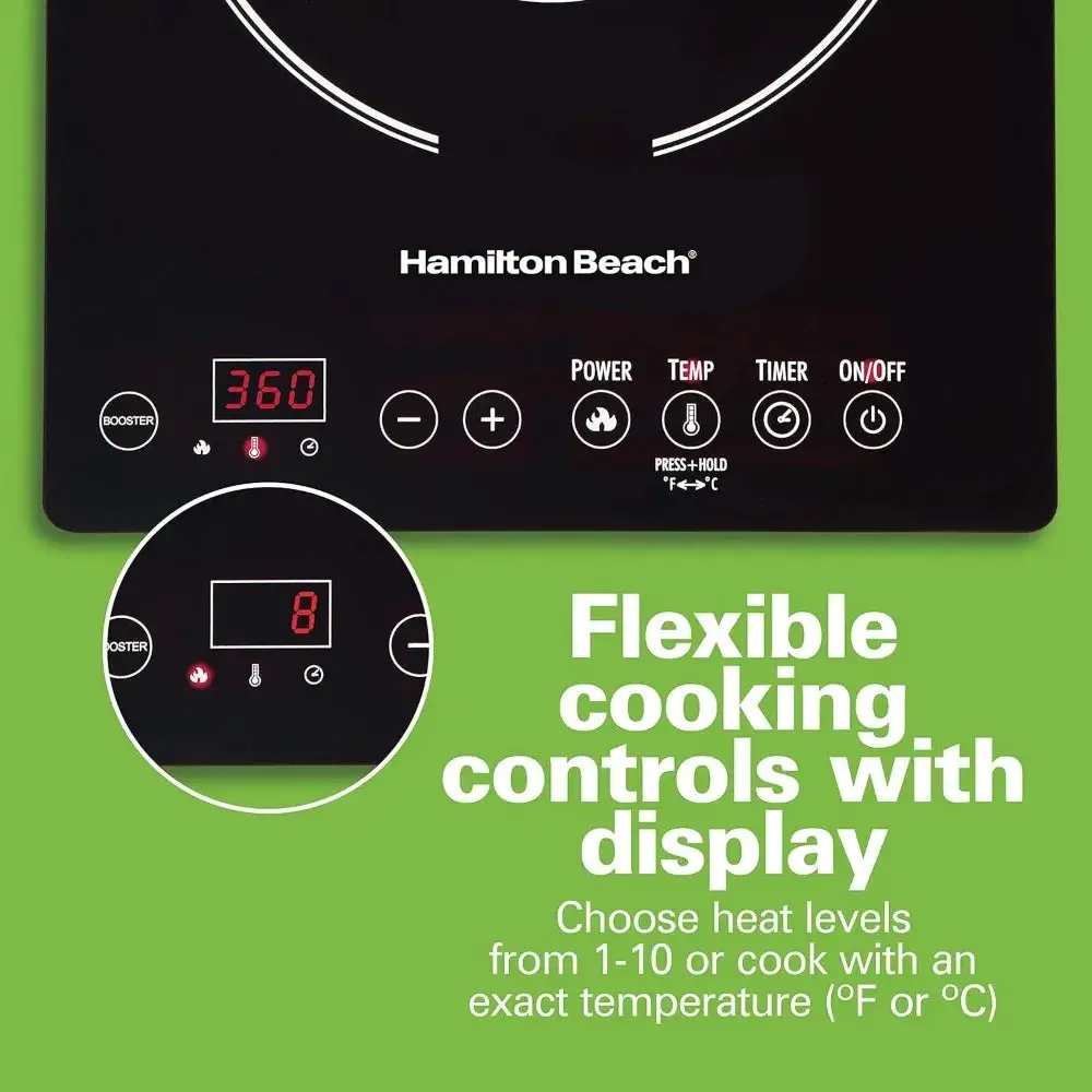 Portable Single Induction Cooktop Countertop Burner Hot Plate with Fast Heating Mode, 1800 Watts, 10 Temperature Settings