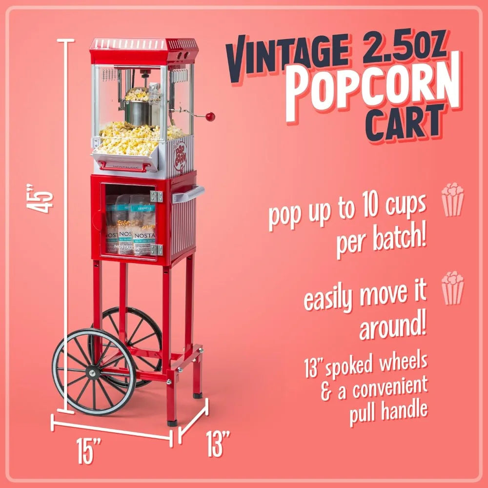 Maszyna do popcornu - Profesjonalny wózek z czajnikiem 2,5 uncji, który pozwala przygotować do 10 filiżanek - Maszyna do popcornu w stylu kina