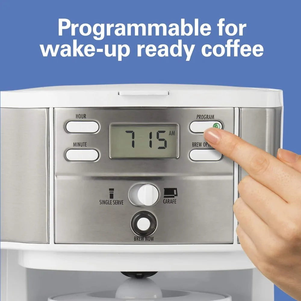 Glass Carafe Espresso Coffee Maker 2-Way 12 Cup Programmable Drip Coffee Maker & Single Serve Machine Auto Pause and Pour Home