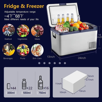 12 Volt Car Refrigerator, 27 Quart (25L) Car Fridge Portable Freezer (-4℉-68℉), 12/24V DC & 100V-240V AC, WIFI APP Control