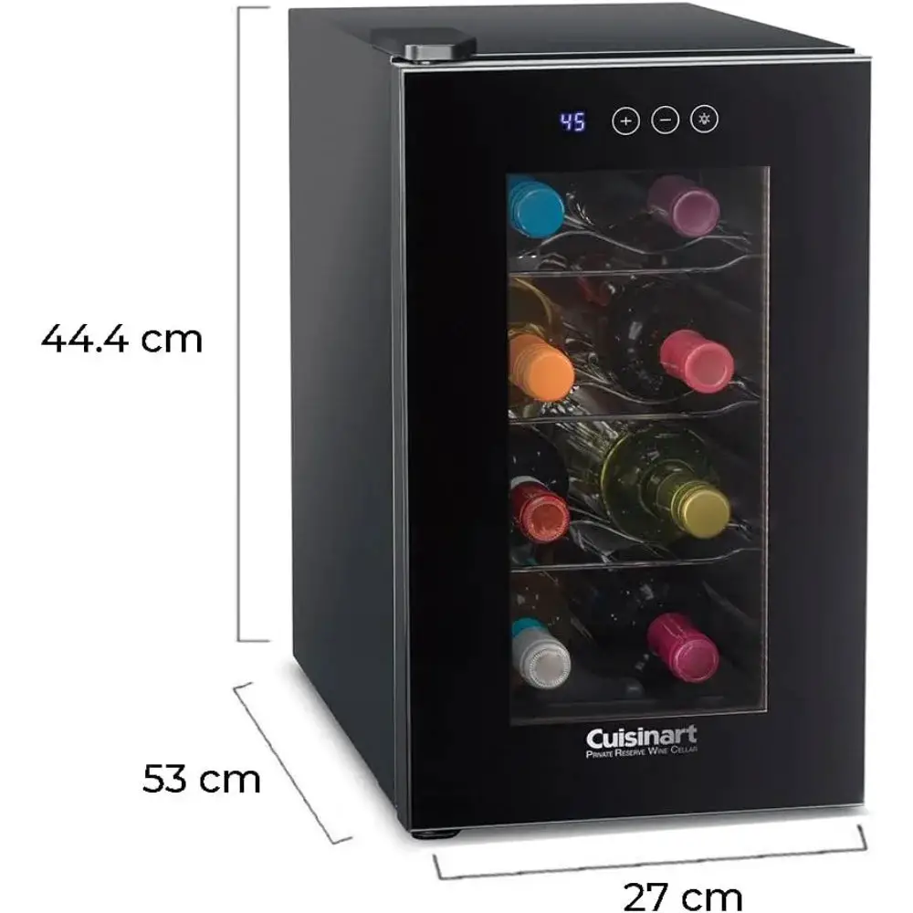 8-Bottle Private Reserve Wine Cellar, Wine Cooler Refrigerator, LED temperature display Touchscreen controls, Black