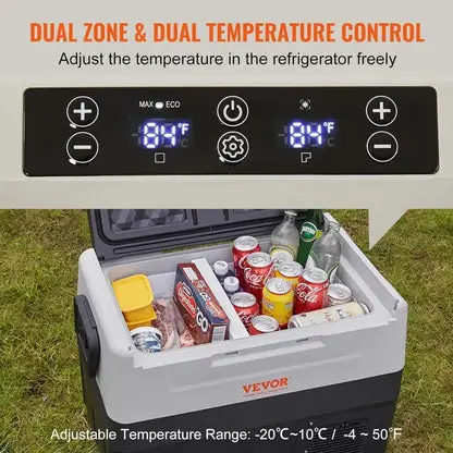 12 Volt Car Refrigerator Fridge, 58 QT/55 L Dual Zone Portable Freezer, 12/24V DC and 100-240V AC Compressor Cooler, for Outdoor