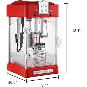 Pop Pup Countertop Popcorn Machine – Tabletop Popper Makes 1 Gallon – 2.5-Ounce Kettle, Catch Tray Warming Light & Scoop, Red