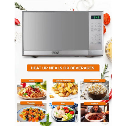 Microwave with 10 Power Levels, 700W with Digital Display, Countertop Microwave with Child Safety Door Lock, Programmable