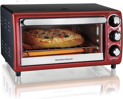 4-Slice Toaster Oven, Red