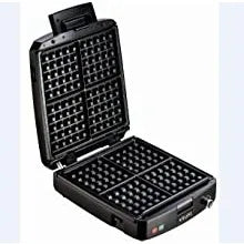 Breakfast Set Stainless Steel Waffle Maker 4 Section 1200 Watts Square, 5 Browning Levels, Removable Plates, Dishwasher Safe