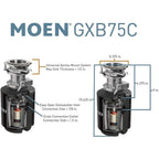 Moen Host Series Disposer with Control Activation 3/4 HP Garbage Disposal with Sound Reduction, Power Cord Included, GXB75C