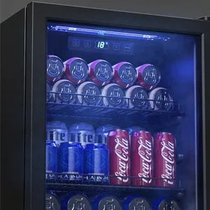 Chłodziarka do napojów - 120 puszek Mini lodówka z drzwiami szklanymi, regulowanymi półkami i cyfrowym wyświetlaczem temperatury
