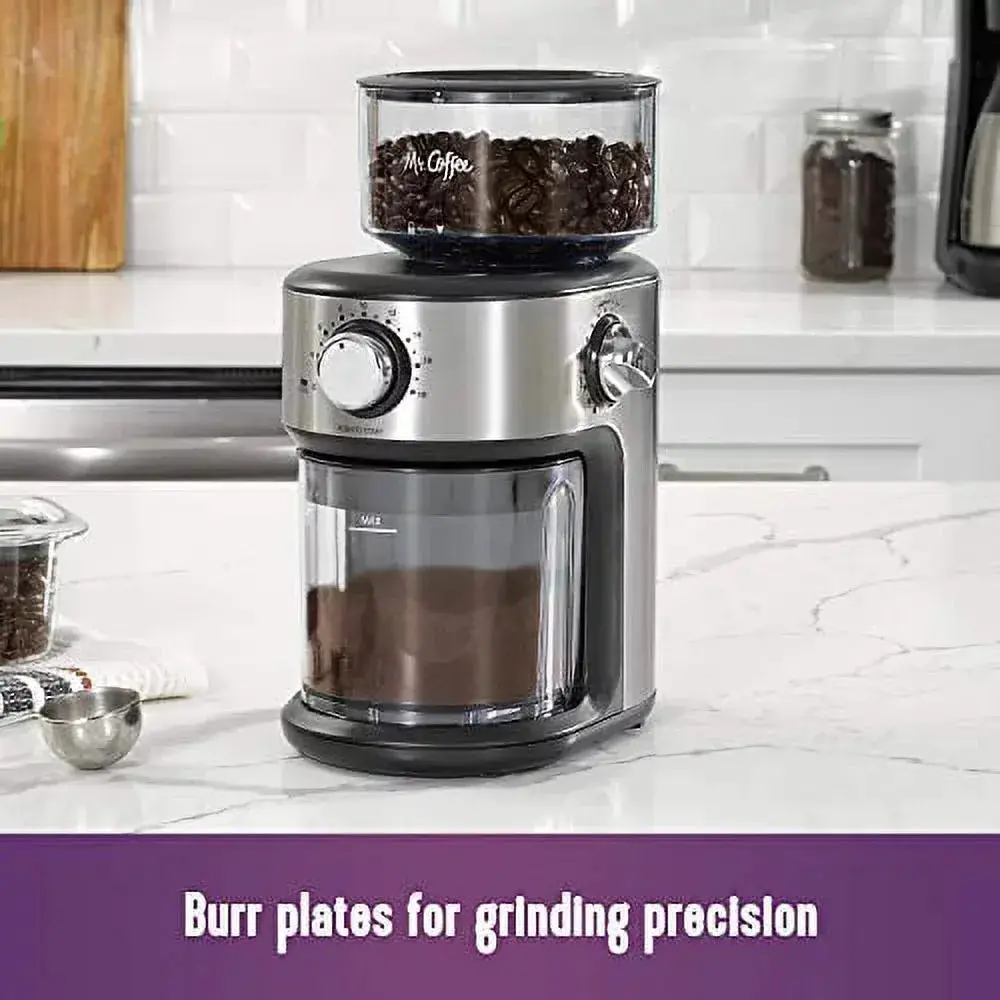 Cafe Grind 18 Cup Automatic Burr Grinder, Stainless Steel, Coffee Grinder, Small and Easy to Carry Electric Grinder