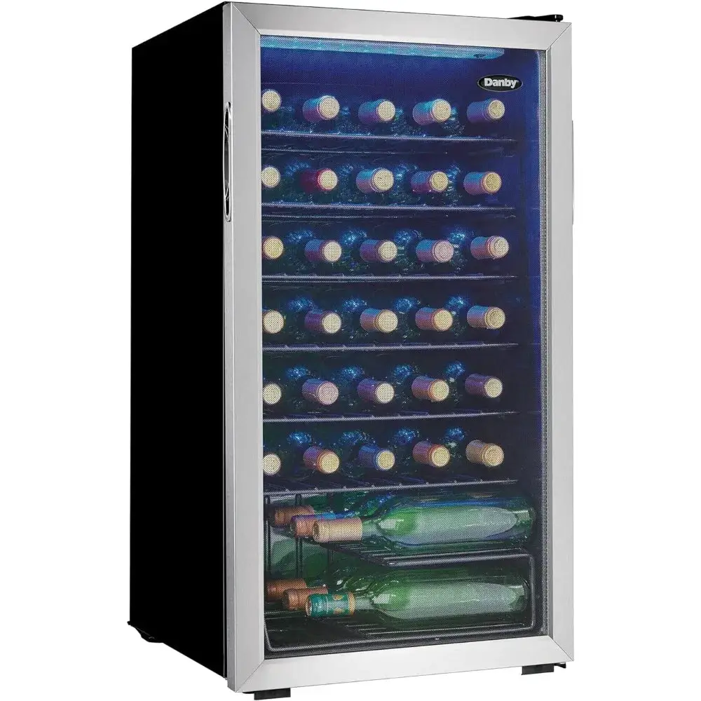 Free Standing Wine Cooler, Holds 36 Bottles, Single Zone Fridge with Glass Door-Chiller for Kitchen, Home Bar, 3.3 Cu.Ft.