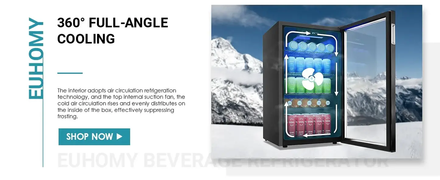 Beverage Refrigerator and Cooler, 126 Can Mini fridge with Glass Door, Small Refrigerator with Adjustable Shelves for Soda Beer