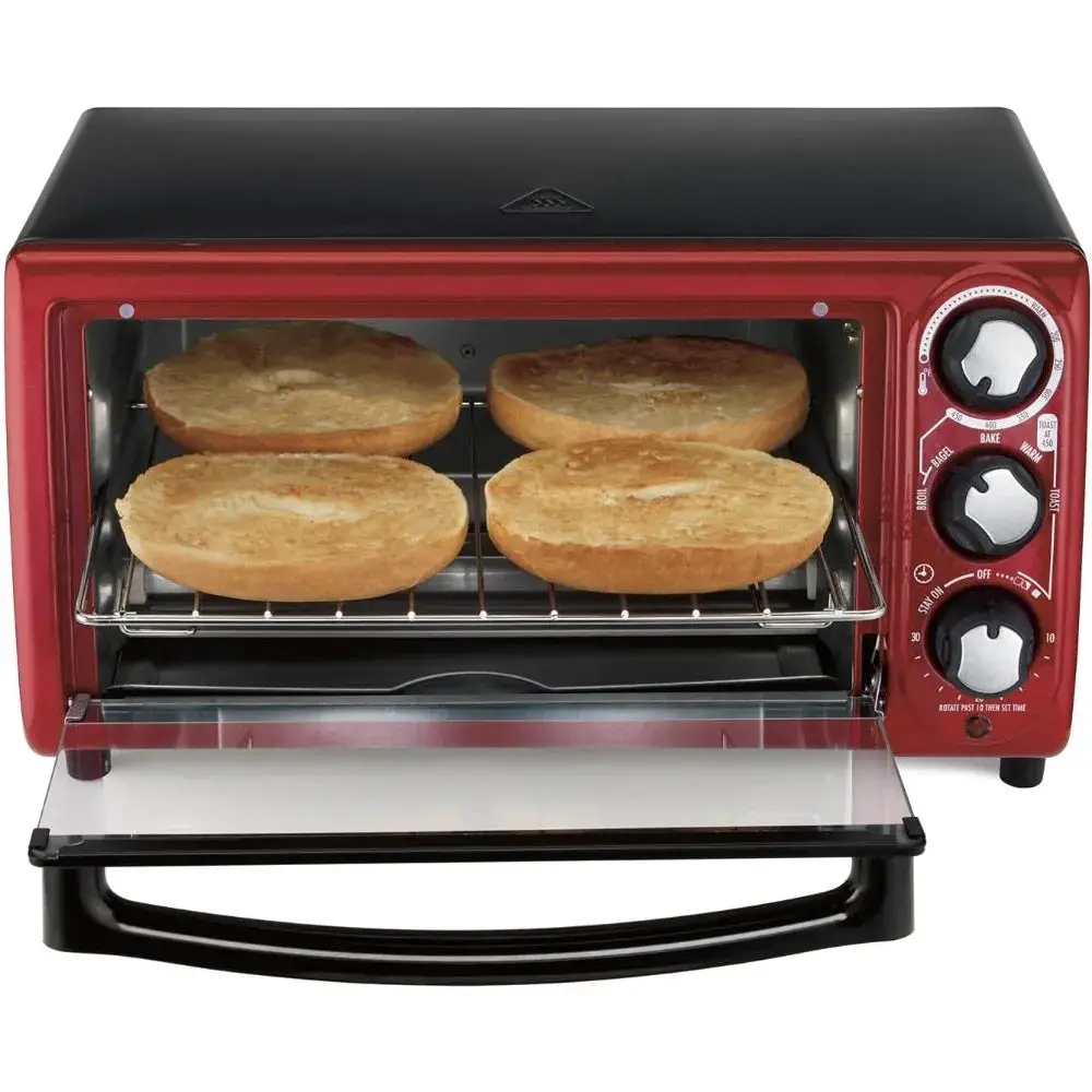 4-Slice Toaster Oven, Red