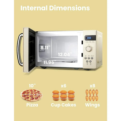 Retro Small Microwave Oven with Compact Size, 9 Preset Menus, Position-Memory Turntable, Mute Function, 0.7 Cu Ft/700W