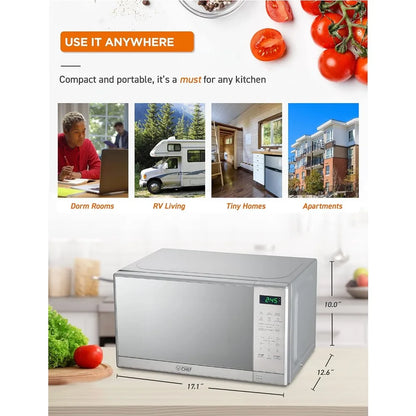 Microwave with 10 Power Levels, 700W with Digital Display, Countertop Microwave with Child Safety Door Lock, Programmable