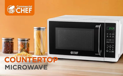 0.9 Cubic Foot Microwave, Small Microwave with Grip Handle, 900W with Digital Display, Door Lock and Kitchen Timer, White