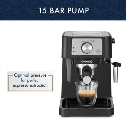 Manual Espresso Machine, Latte & Cappuccino Maker, 15 Bar Pump Pressure + Milk Frothier Steam Wand, Coffee Maker