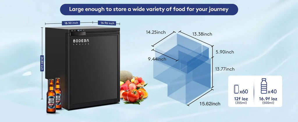 Lodówka kempingowa WIFI APP Control, 65L (2.3cu.ft.) Lodówka kempingowa z zamrażarką, 12 V lodówka samochodowa z zamkiem, (4℉-46℉) lodówka podróżna