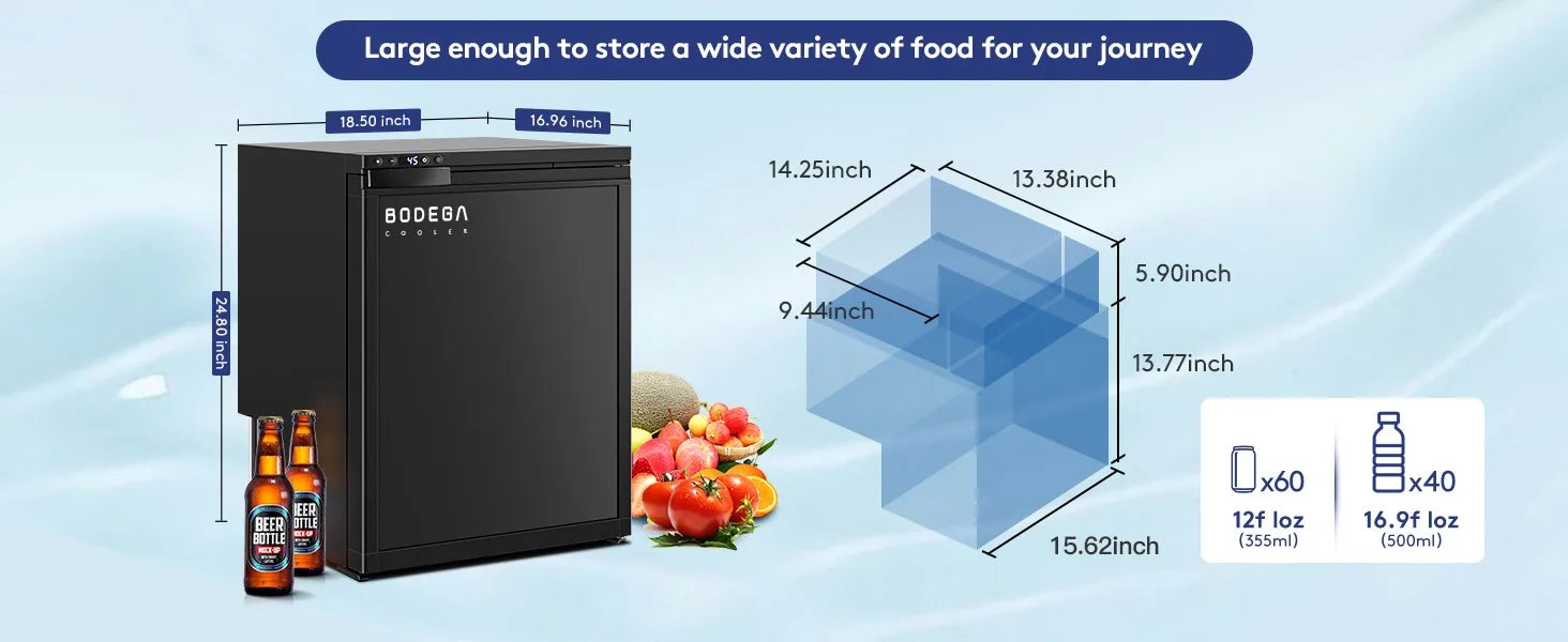 Lodówka kempingowa WIFI APP Control, 65L (2.3cu.ft.) Lodówka kempingowa z zamrażarką, 12 V lodówka samochodowa z zamkiem, (4℉-46℉) lodówka podróżna