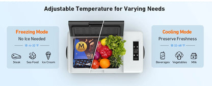 12 Volt Car Refrigerator, Portable Freezer 16 Quart Camping Fridge Cooler 15L (-4℉~68℉) with 12/24V DC & 110V AC for Car, RV