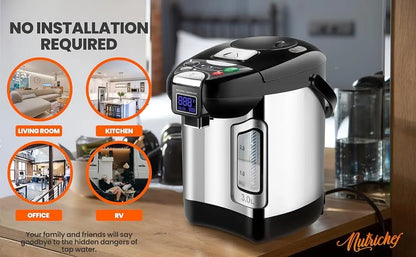 Digital Water Boiler and Warmer, 3L Electric Hot Water Dispenser w/ LCD Display, Rotating Base, Auto Shut Off, Safety Lock