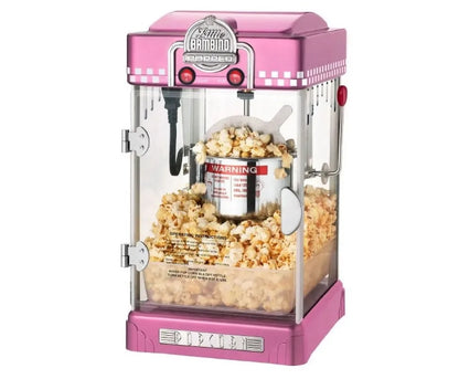 Countertop Popcorn Machine – 2.5oz Kettle with Measuring Spoon, Scoop, and 25 Serving Bags, Pink