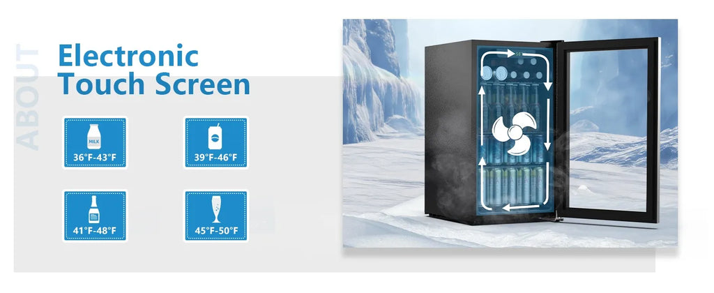 Lodówka i chłodziarka do napojów, Mini lodówka 130 puszek, Mała chłodziarka z wyświetlaczem cyfrowym 32~61℉, Lodówka z 4 półkami