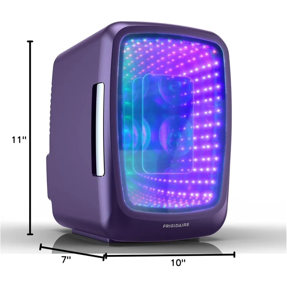 Mini lodówka, 4 litry/6 puszek mała lodówka z oświetleniem LED, podświetlana mini lodówka na napoje do gier, Stealth