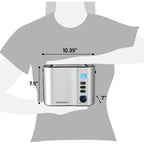 Extra Wide Slot 2-Slice Toaster, Bagel Function Reheat, Defrost, Cancel Functions, 6 Settings, Countdown Timer, Stainless Steel