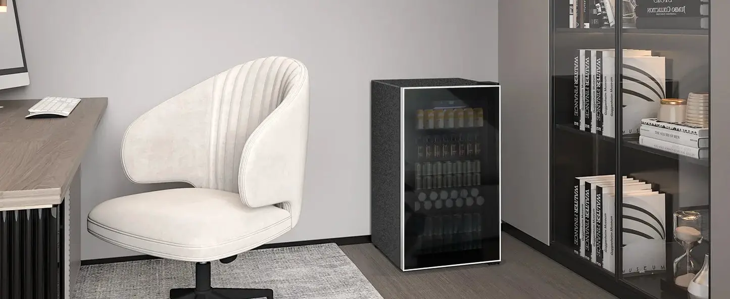 Beverage Refrigerator and Cooler, Mini Fridge 130 Can, Little Cooler with Digital Display 32~61℉, Refrigerator with 4 Shelves