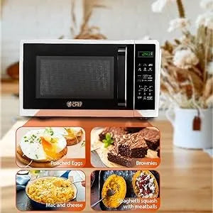 0.9 Cubic Foot Microwave, Small Microwave with Grip Handle, 900W with Digital Display, Door Lock and Kitchen Timer, White