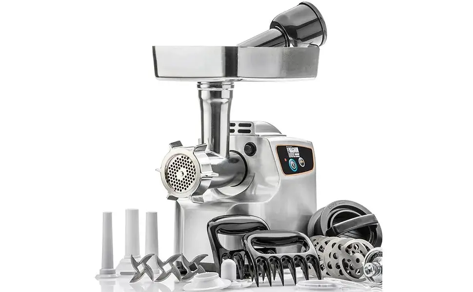 1800W Electric Meat Grinder - 3 Lb High-Capacity Meat Tray, 6 Grinding Plates, 3 S/S Blades, 3 Sausage Tubes & Much More