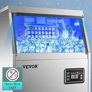 Commercial Ice Maker with 33LBS Bin, Stainless-Steel Construction, Automatic Operation, Include Water Filter, Connection Hose