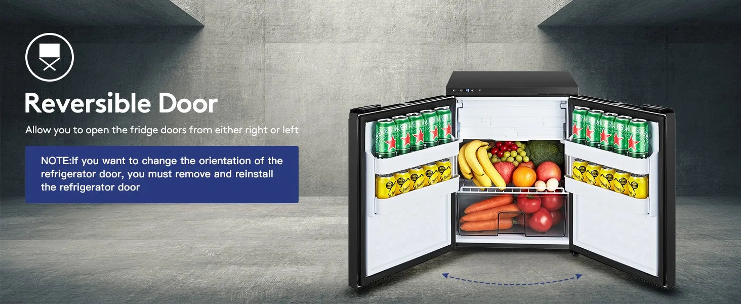 Lodówka kempingowa WIFI APP Control, 65L (2.3cu.ft.) Lodówka kempingowa z zamrażarką, 12 V lodówka samochodowa z zamkiem, (4℉-46℉) lodówka podróżna