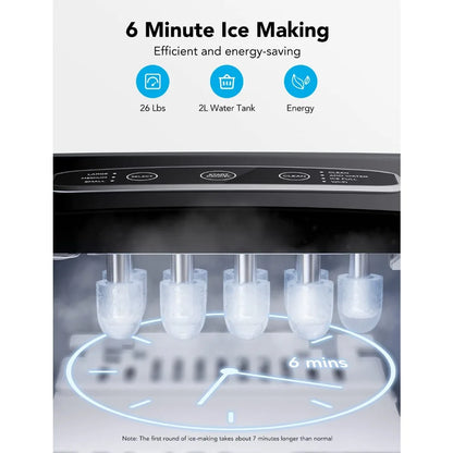 Smart Ice Makers, Portable Countertop Ice Maker Machine with Self-Cleaning, 26lbs/24Hrs, Voice Remote, with Scoop for Home Party