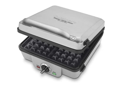 Belgian Waffle Maker with Pancake Plates, 6-setting adjustable browning control with audible alert, Brushed Stainless