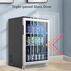 20-calowa lodówka na napoje ze szklanymi drzwiami, 120-puszek mini lodówka z niebieskim światłem LED do piwa, 36-50°F pod chłodnicą, automatyczne rozmrażanie