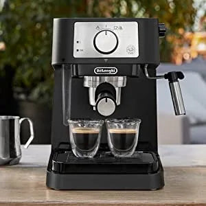 Manual Espresso Machine, Latte & Cappuccino Maker, 15 Bar Pump Pressure + Milk Frothier Steam Wand, Coffee Maker