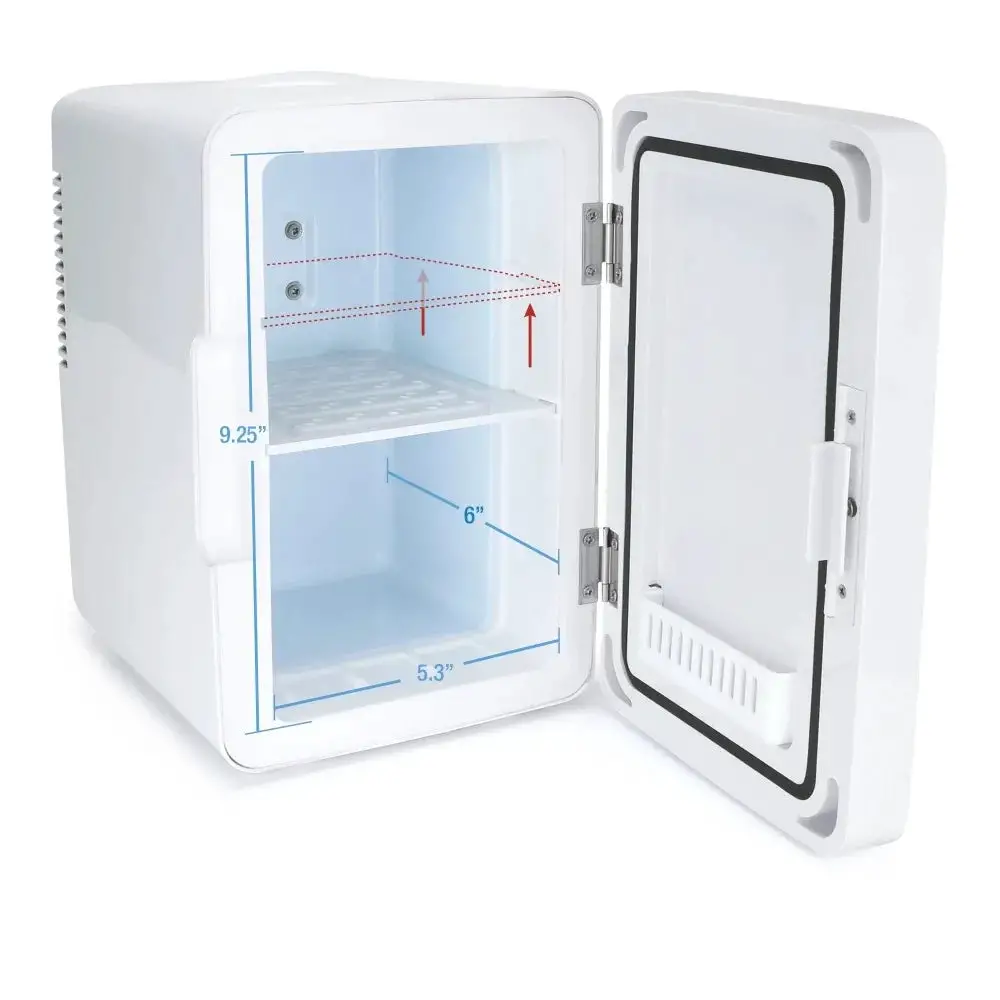 6L Mini Fridge Beauty & Skincare Refrigerator, Glass Door, White, 10.6"x11.7"x7.7", Quiet, Vibration-free Operation