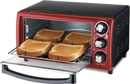 4-Slice Toaster Oven, Red