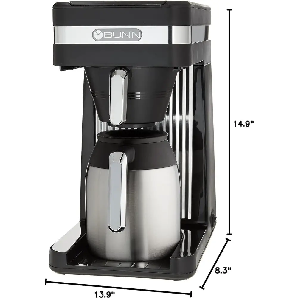 Espresso Coffee Maker 10-Cup Thermal Coffee Maker Stainless Steel Black Machine Electric Kitchen Appliances Home