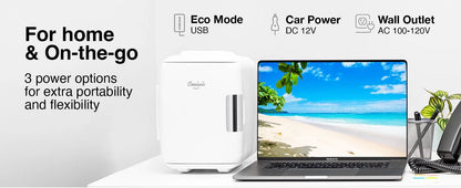 Mini Fridge for Bedroom - Car, Office Desk & Dorm Room, Portable 4L/6 Can Electric Plug in Cooler & Warmer, Small refrigerator