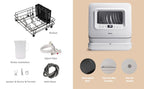 Portable Countertop Dishwasher, with 7.5 L Built-in Water Tank, 360° Dual Spray Arms,Air-Dry Function,Child Lock,Mini Dishwasher