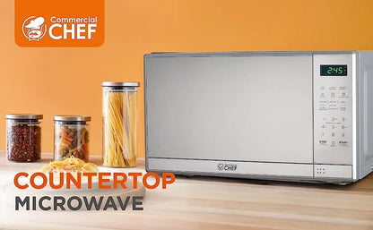 Microwave with 10 Power Levels, 700W with Digital Display, Countertop Microwave with Child Safety Door Lock, Programmable